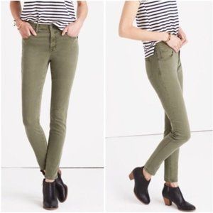 Madewell High Rise Skinny Garment Dyed Button‎ Fly Jeans Highland Green 24 J6660